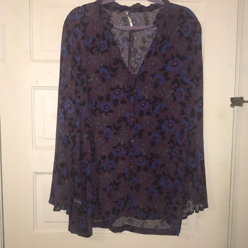 Button down purple & blue Free People Dress